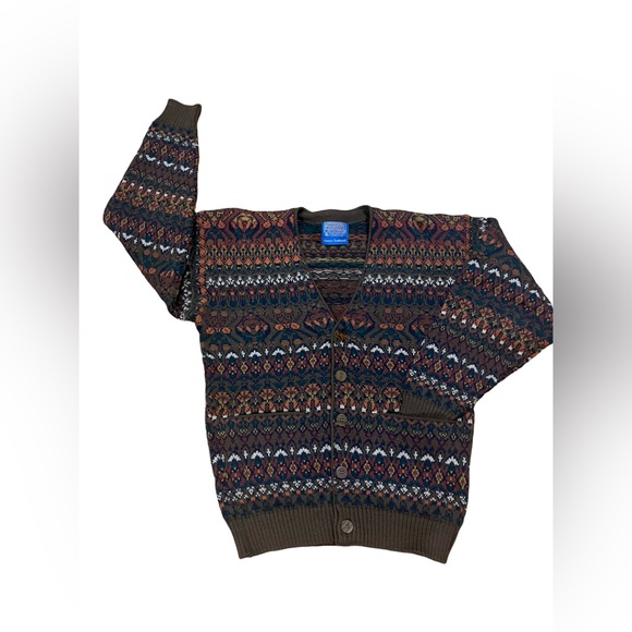 Vintage Pendleton Made In USA Wool Knit Fair Isle Cardigan Sweater Size M - Picture 8 of 8